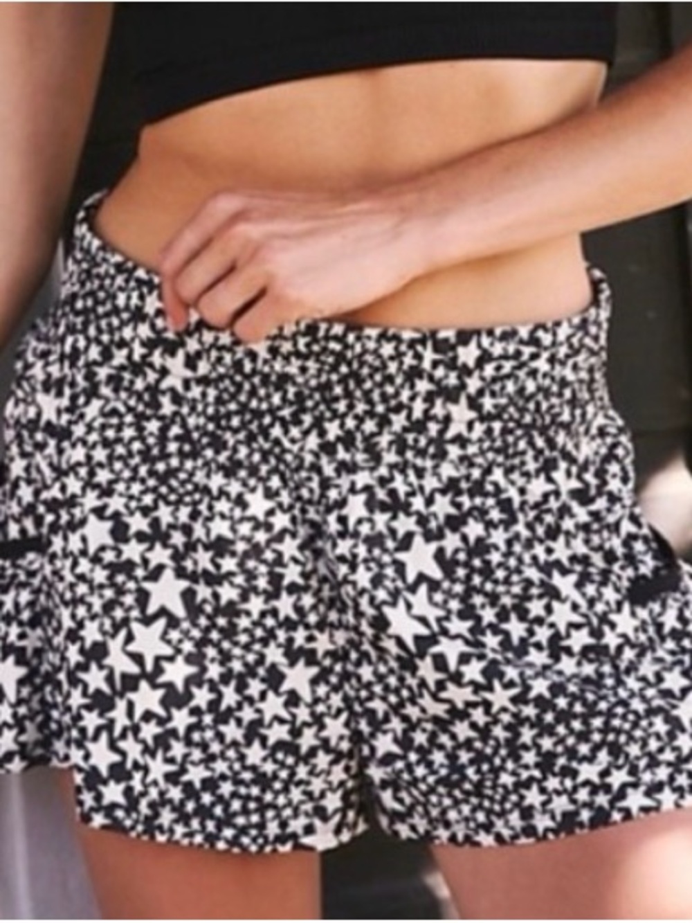 FP Movement by Free People Black and White Star Print Athletic Shorts